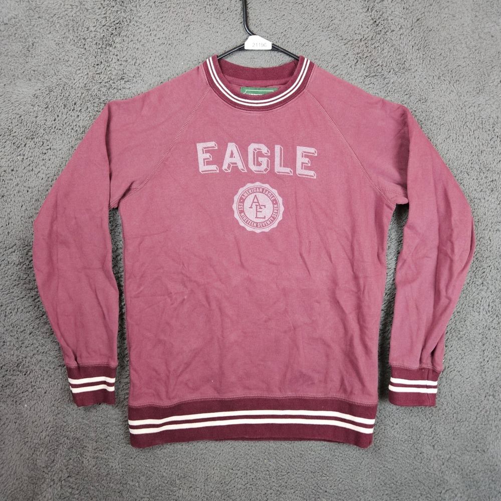American Eagle Mens Medium Maroon Graphic Crewneck‎ Sweatshirt